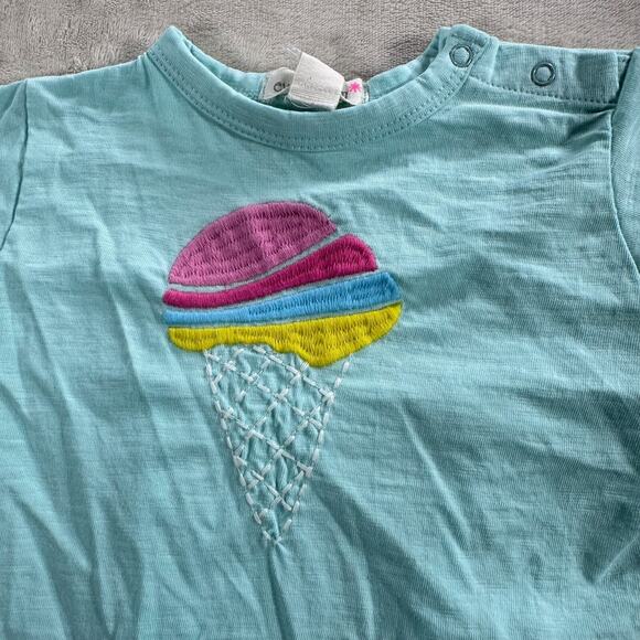 Everbloom Baby 9 Months Seafoam Blue Ice Cream Gingham Billy Tee Shirt New - Picture 2 of 5